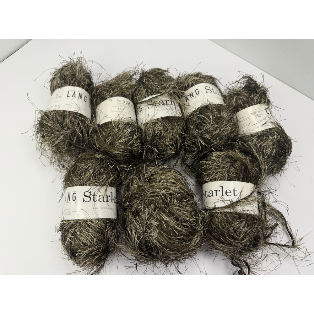 Lang Yarns Starlet Eyelash Made‎ In Italy 100% Polyester Lot Of 9 Brown
